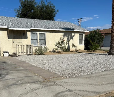 gravel in front of house